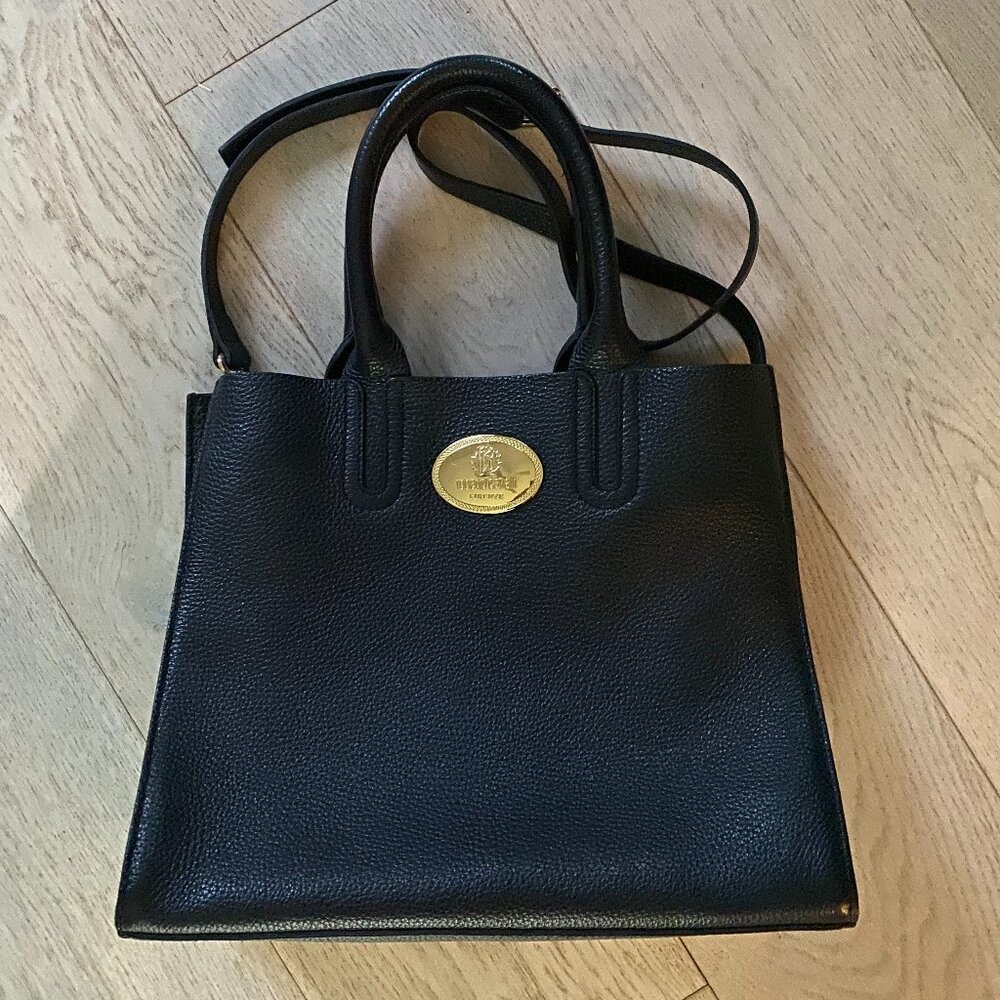 Roberto Cavalli - Black Pebbled Leather Tote/Shoulder Bag w/ Crossbody Strap